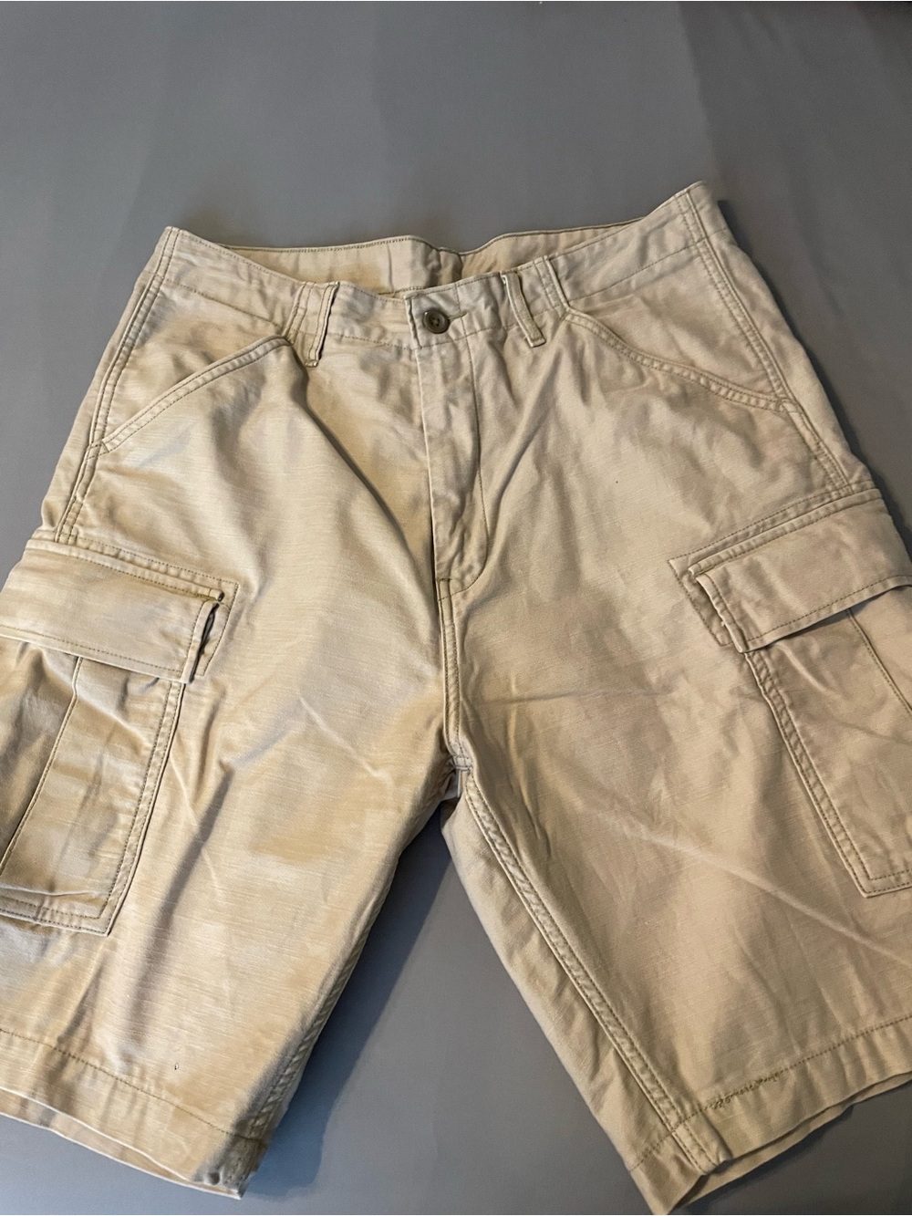 Levi's Tan Cargo Shorts with Green Stitching